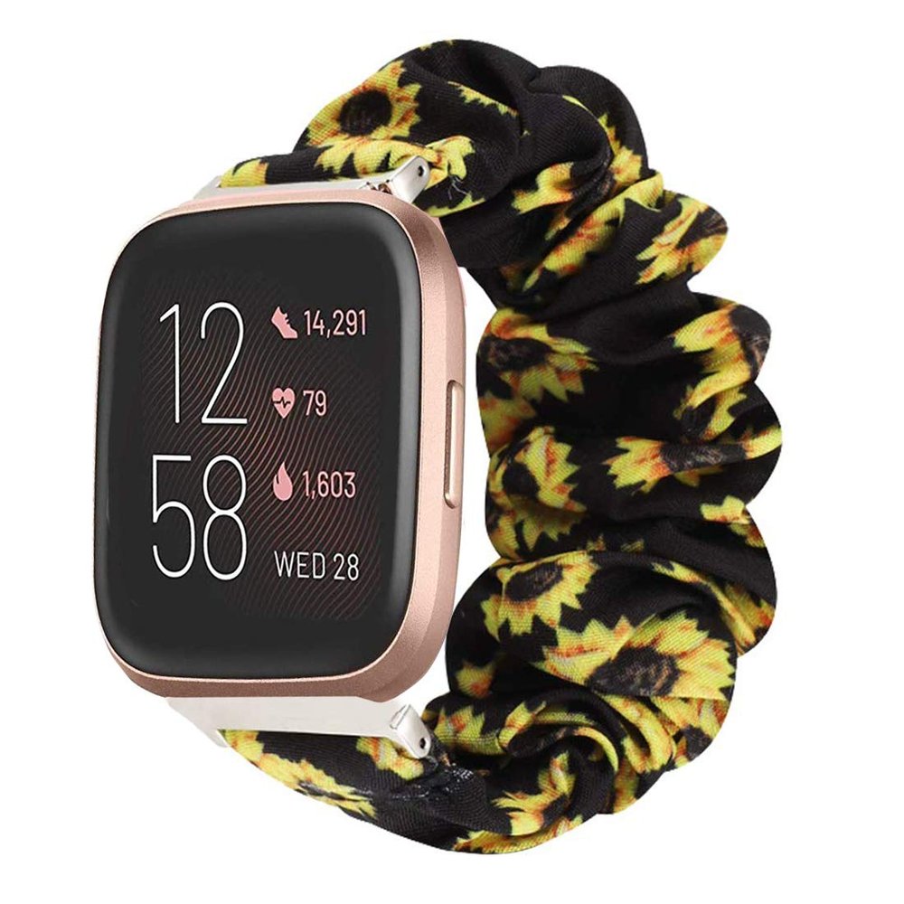 200Pcs Compatible for Fitbit Versa 2 Bands, Blueshaw Fabric Elastic Scrunchie Elastic Watch Band Women Cute Replacement Straps Compatible with Fitbit Versa 2 / Versa 2 lite/Versa (Sunflower Yellow)