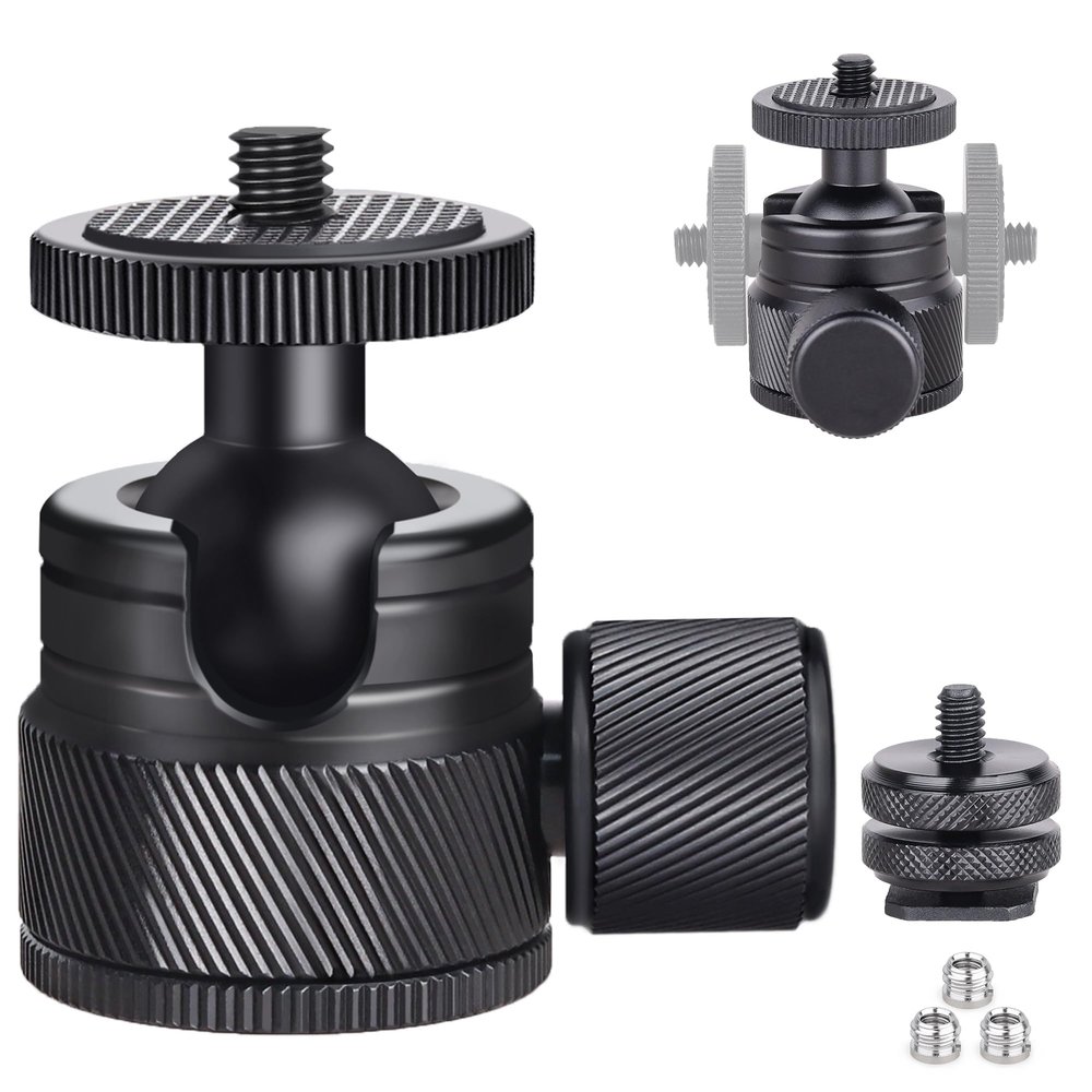 ARTCISE Mini CNC Machining Tripod Ball Head - Portable Aluminum Alloy 360 Rotating Head for Phone & Light Camera, Max Load 6.6lbs/3kg
