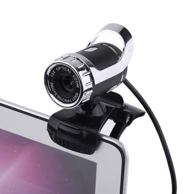 Webcam Camera, USB 2.0 12M Pixels Clip-on Webcam PC Camera with 360 Rotating Stand and Built-in Microphone for Desktop or Laptop (Silver)