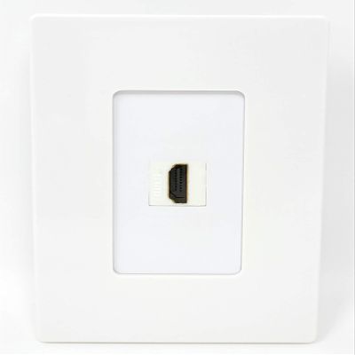 1 Port HDMI Pigtail Dongle Screwless Decorative Wall Plate [White]