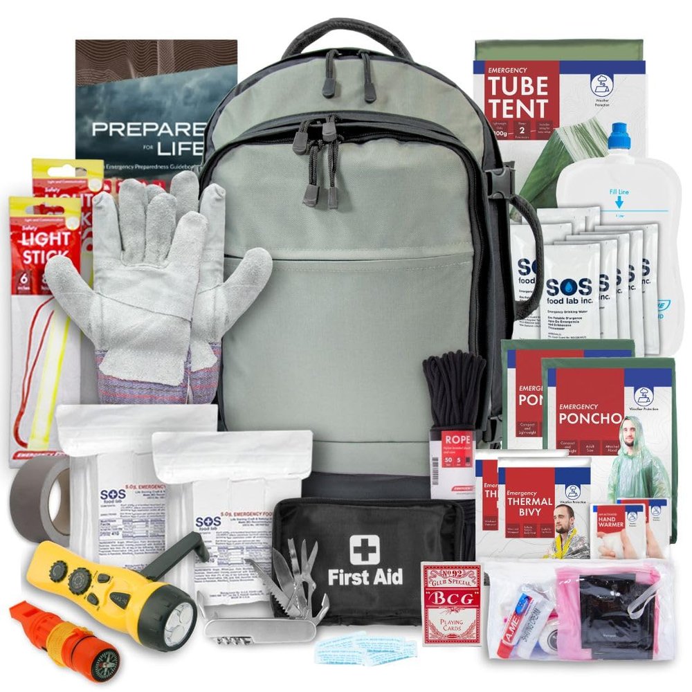 Urban Survival Bug-Out Bag Gray - 2 Person 72 hrs with Waterproof Covering