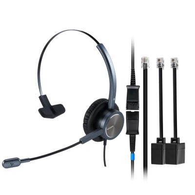 EMAIKER Wired Call Center Telephone Headphone for Deskphones, RJ9 Monaural Headset with Noise Cancelling Microphone for Office Telework, Works for Grandstream,Snom,Yealink,Fanvil IP Phones