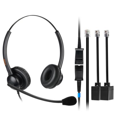 EMAIKER Lightweight Wired RJ9 Telephone Headphone Call Center Headset, Corded Deskphone Headset Compatible with Grandstream Sangoma Snom Yealink T26 T31 T33 T42 T46 T48 T53 T54 etc IP Phones
