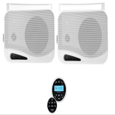Rockville HP4S Bundle: (1) Pair 4 in 360-Watt Outdoor/Indoor Home Theater Speakers, RGHR2 Marine Gauge Hole Receiver w/Bluetooth, USB, Radio,Wired Remote, 3-Items
