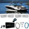 Rockville HP4S Bundle: (4) 4" 360W Indoor/Outdoor Home Theater Speakers with Swivel Bracket, RGHR2 Marine Bluetooth Gauge Receiver, KRYPTON MF3 1600W 4-Channel Marine Amplifier, RMWK4 Wire Kit, 7-Item view 1