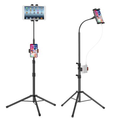 LIUGAST Tripod Stand for Ipad,Gooseneck 65-inch Floor Stand for Tablet,Floor Stand for iPad Tripod with 360 Rotating Mount for Mini, Air, Pro and All 4.7-11.9 Inch Tablet and Phone
