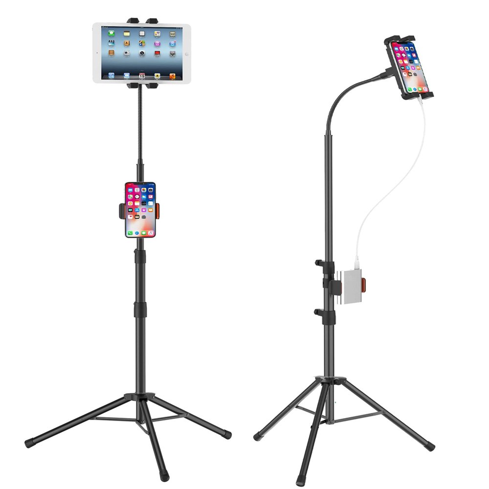 LIUGAST Tripod Stand for Ipad,Gooseneck 65-inch Floor Stand for Tablet,Floor Stand for iPad Tripod with 360 Rotating Mount for Mini, Air, Pro and All 4.7-11.9 Inch Tablet and Phone