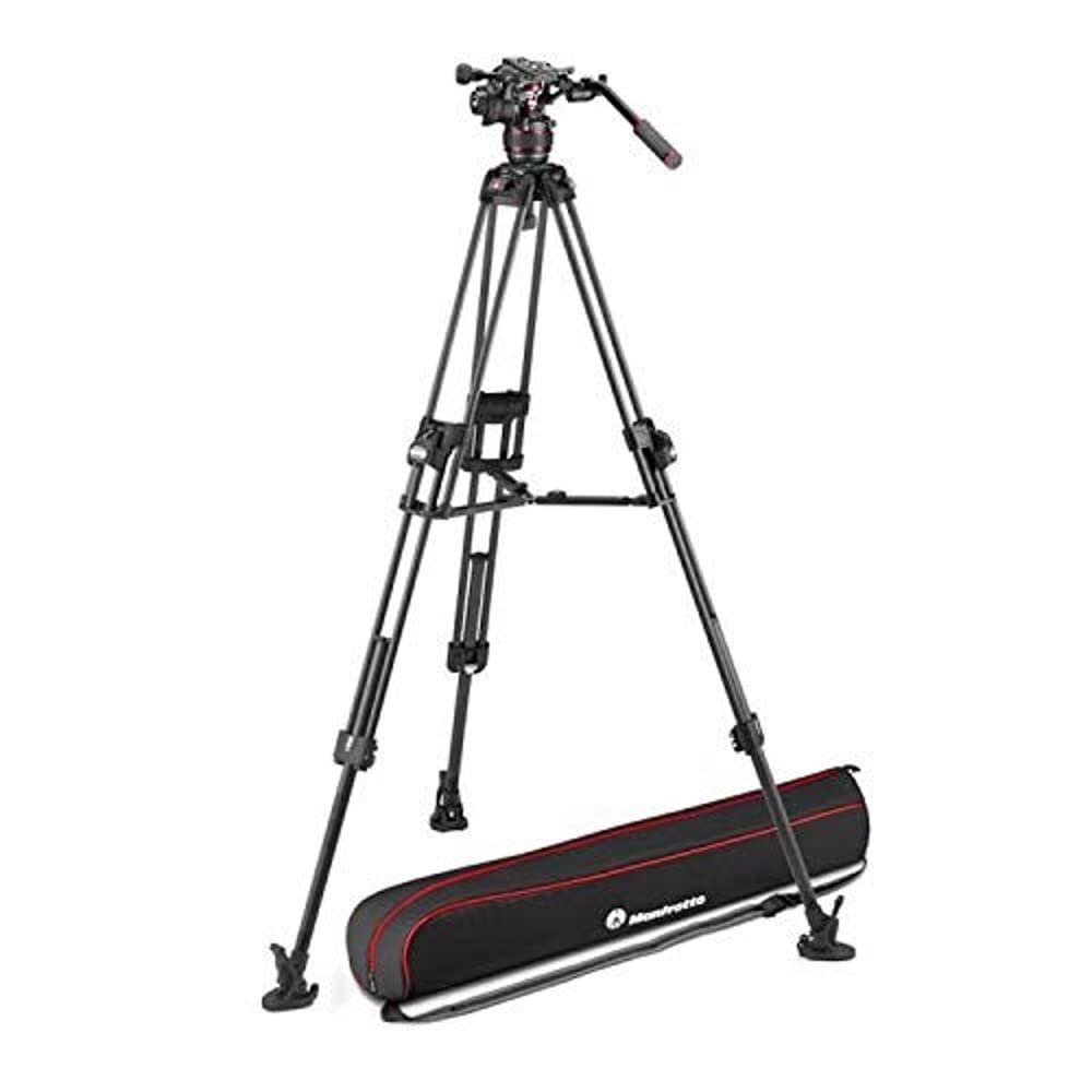 Manfrotto Nitrotech 608 Fluid Video Head with Carbon 645 Fast Twin Video Tripod, Professional Kit with Tripod Head and Camera Stand, for DSLR, Digital Camera, Camcorder, Videographer, Payload 14kg