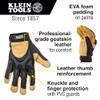 Klein Tools 60188 Work Gloves, Professional Grade Leather Gloves with Knuckle and Finger Protection, Thumb Reinforcement, Mesh Back, Large view 2