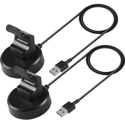 RuenTech Compatible with Fitbit Charge 4 Charger Replacement 3.3ft USB Charging Cable Charging Clip Dock for Charge 4 Fitness Tracker (2pcs Black)