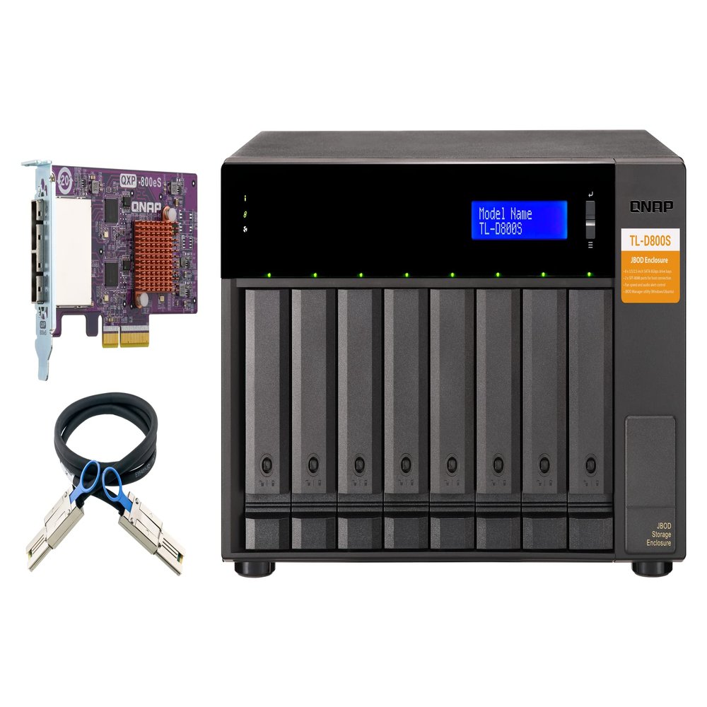 QNAP TL-D800S 8 Bay SATA 6Gbps JBOD Storage Enclosure. PCIe SATA Interface Card (QXP-800eS-A1164) Included
