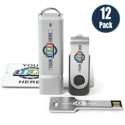Small Budget Custom USB Flash Drive with Cap Printed Thumb Drive Personalized Memory Stick 8GBUSB3.0 12 Pack