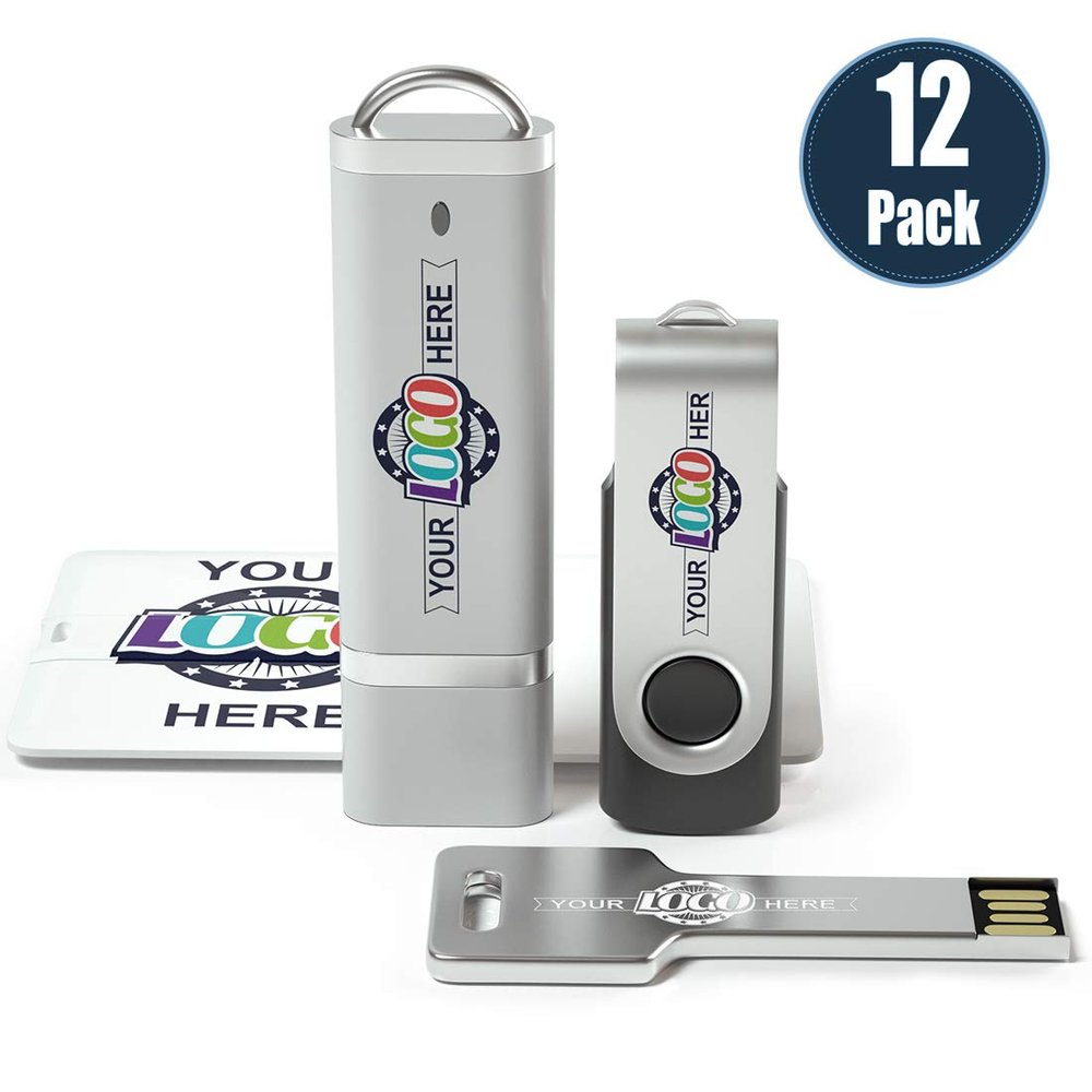 Small Budget Custom USB Flash Drive with Cap Printed Thumb Drive Personalized Memory Stick 8GBUSB3.0 12 Pack