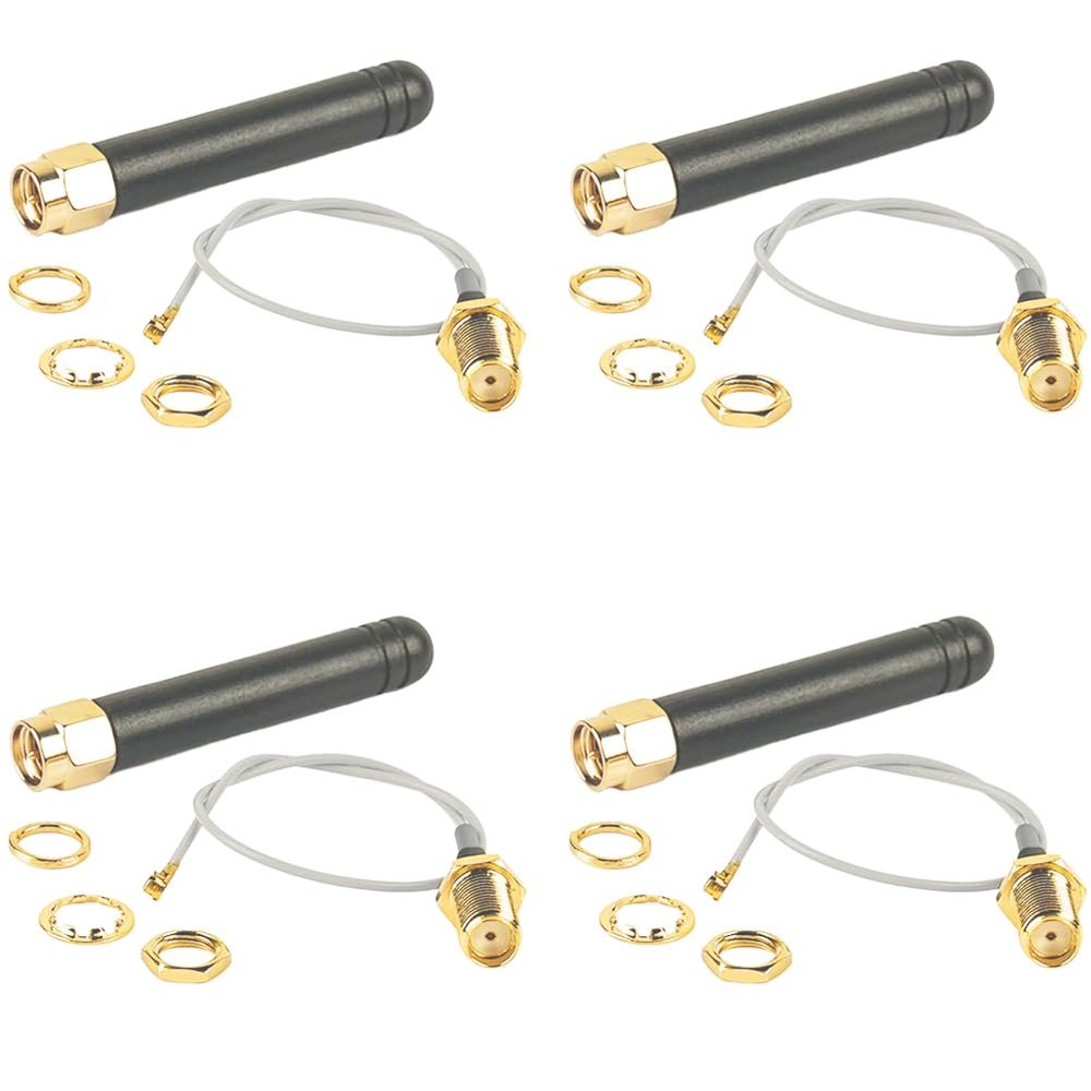 DIYmalls 915MHz LoRa Antenna 2dBi U.FL to SMA Connector for Heltec 915 MHz Lora 32 V3 V4 CubeCell HTCC-AB02S LoRa GPS Mesh Node T114 Board (Pack of 4)