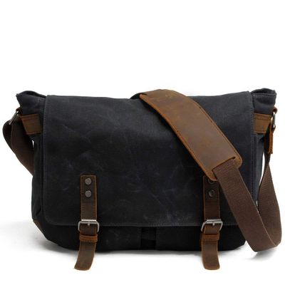 MASII Camera Backpack Bag Oil Wax Canvas Bag SLR Camera Bag Outdoor Camera Bag,Black