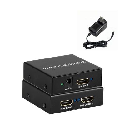HDMI Splitter 1 in 2 Out, HDMI Splitter with Power Adapter,Supports 4K@60Hz,Full 3D,12-bit, LPCM 7.1CH,DTS-HD,18 Gbps,HDCP 1.4/2.2, for Projector, PC and More(102)