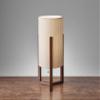 HomeRoots 17" Brown Solid Wood Bedside Table Lamp with Natural Cylinder Shade view 1