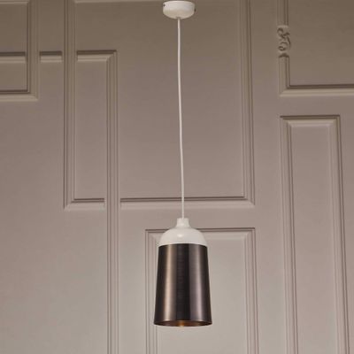 HomeRoots 6 X 6 X 12 Silver Aluminum Pendant Lamp