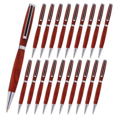 Legacy Woodturning, Slimline Pen Kit - Chrome with Black Striped Clip, 20 Pack