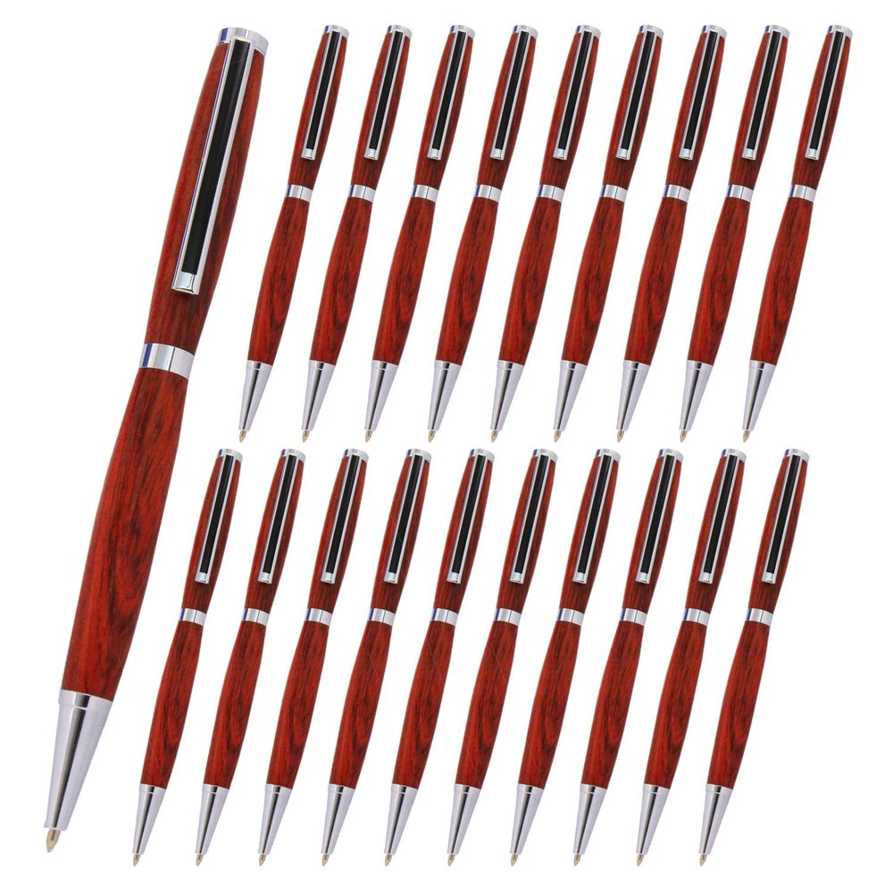 Legacy Woodturning, Slimline Pen Kit - Chrome with Black Striped Clip, 20 Pack