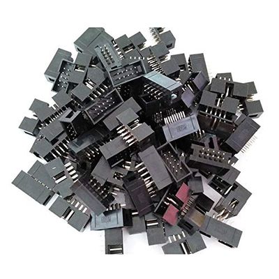 100 Pcs IDC Box Header DC3-10P 10 Way 2.54mm JTAG Socket Connector Black