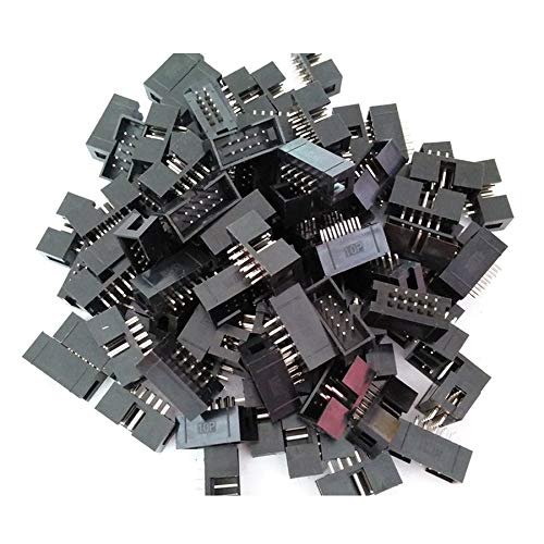 100 Pcs IDC Box Header DC3-10P 10 Way 2.54mm JTAG Socket Connector Black