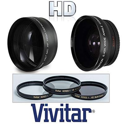 Hi-Def Wide Angle Telephoto and 3-Pc Filter Set for Canon EOS Rebel T8i 90D (58mm Size)