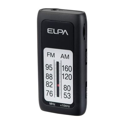 ELPA ER-S61F AM/FM Slim Radio, Black, Width 1.7 x Height 3.3 x Depth 0.7 inches (42 x 83 x 17 mm)