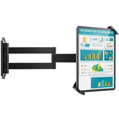 AboveTEK Tablet Wall Mount - 360 Rotation Tablet Holder Stand with Extension Arm, Anti-Theft Kitchen Mount Fits 7"-11" Tablets Including iPad Pro/Air/Mini, Galaxy Tab - Security Lock & Key - (Black)