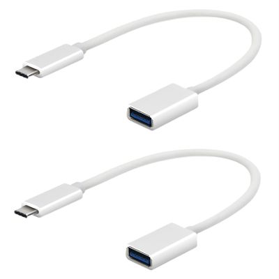 OTG USB-C 3.0 Adapter (2 Pack) Compatible with Microsoft Duo to Quick Multi-Use Functions to Backup, Keyboard, mice, Thumb Drives, Saves, More (White)