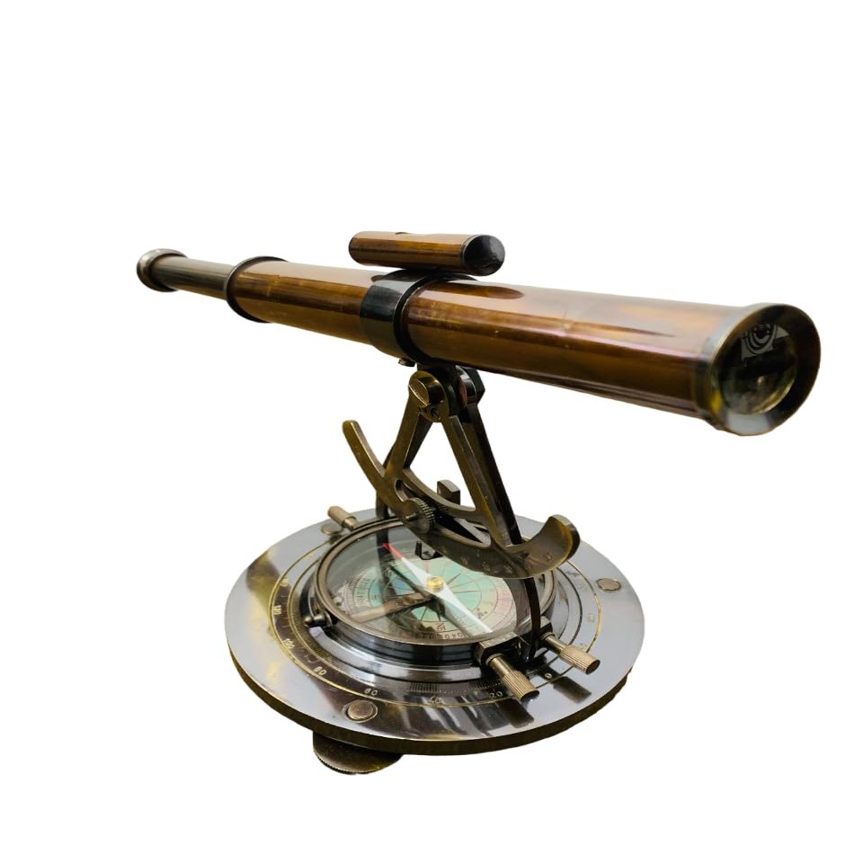 Nautical Alidate 12" Telescope with Compass Antique Brass Collectible Home Decor Handmade Gift