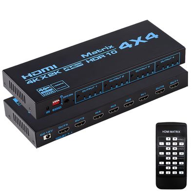 Enbuer HDMI Matrix Switch 4x4, 4K HDMI Matrix Switcher Splitter 4 in 4 Out Box with EDID and IR Remote Control Support 4K HDR, HDMI 2.0b, HDCP 2.2, 4K@60Hz, 3D, YUV 4:4:4