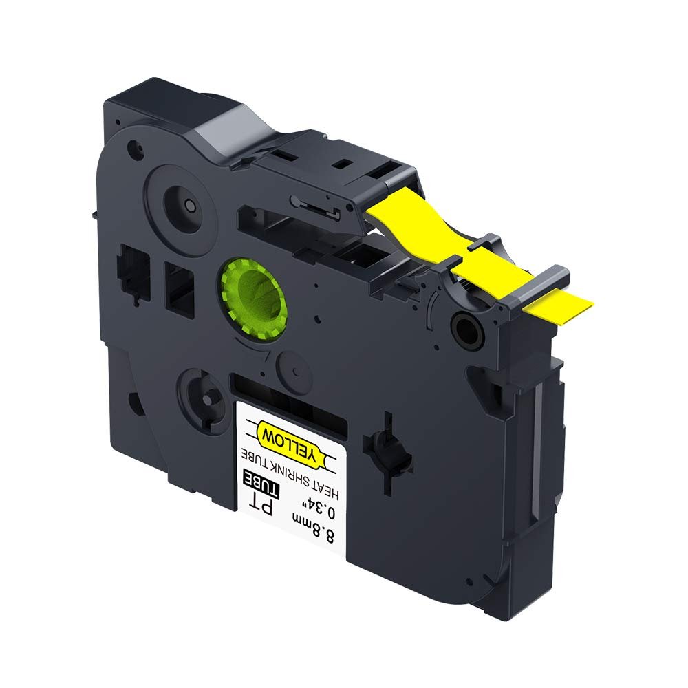 1PCS IDIK HSe-621 hse621 HS621 8.8mm*1.5M Black on Yellow Heat Shrink Tube Tape Label Tapes Compatible for Ptouch Printer