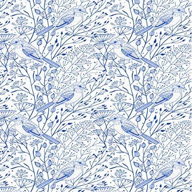 Ceramic Decals - Birds and Branches (Blue, 19 x 13 inch)