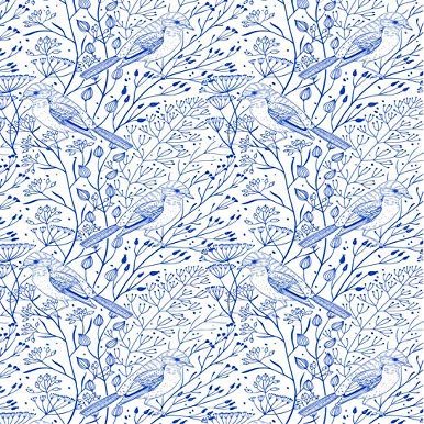 Ceramic Decals - Birds and Branches (Blue, 19 x 13 inch)