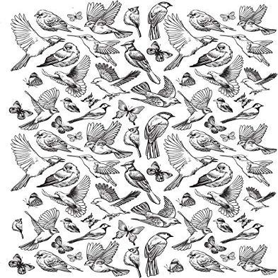 Ceramic Decals - Birds and Butterfly (Black, 19 x 13 inch)