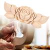 Mumusuki Wood Carved Appliques Onlay, 4Pcs Unpainted Rose Flower Carved Corner Onlay for Cupboard Cabinet Wall Decor view 3