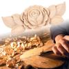 Mumusuki Wood Carved Appliques Onlay, 4Pcs Unpainted Rose Flower Carved Corner Onlay for Cupboard Cabinet Wall Decor view 4