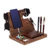 Gift for Men-Custom Wooden Docking Station, Engraved Desk Organizer, Nightstand Docking Station, Charge Station, Phone Holder, Watch Stand, Glasses, Key Stand, Birthday Gift for Colleagues(Walnut) view 1