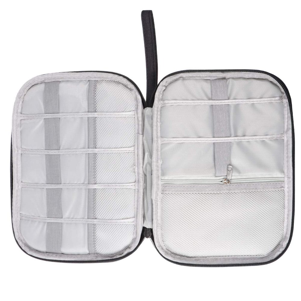 UKCOCO Electronic Organizer Bag - Cable Carrying Travel Case Bag Protective Data Cable Storage Pouch Holder Storage Bag Organiser (Black)