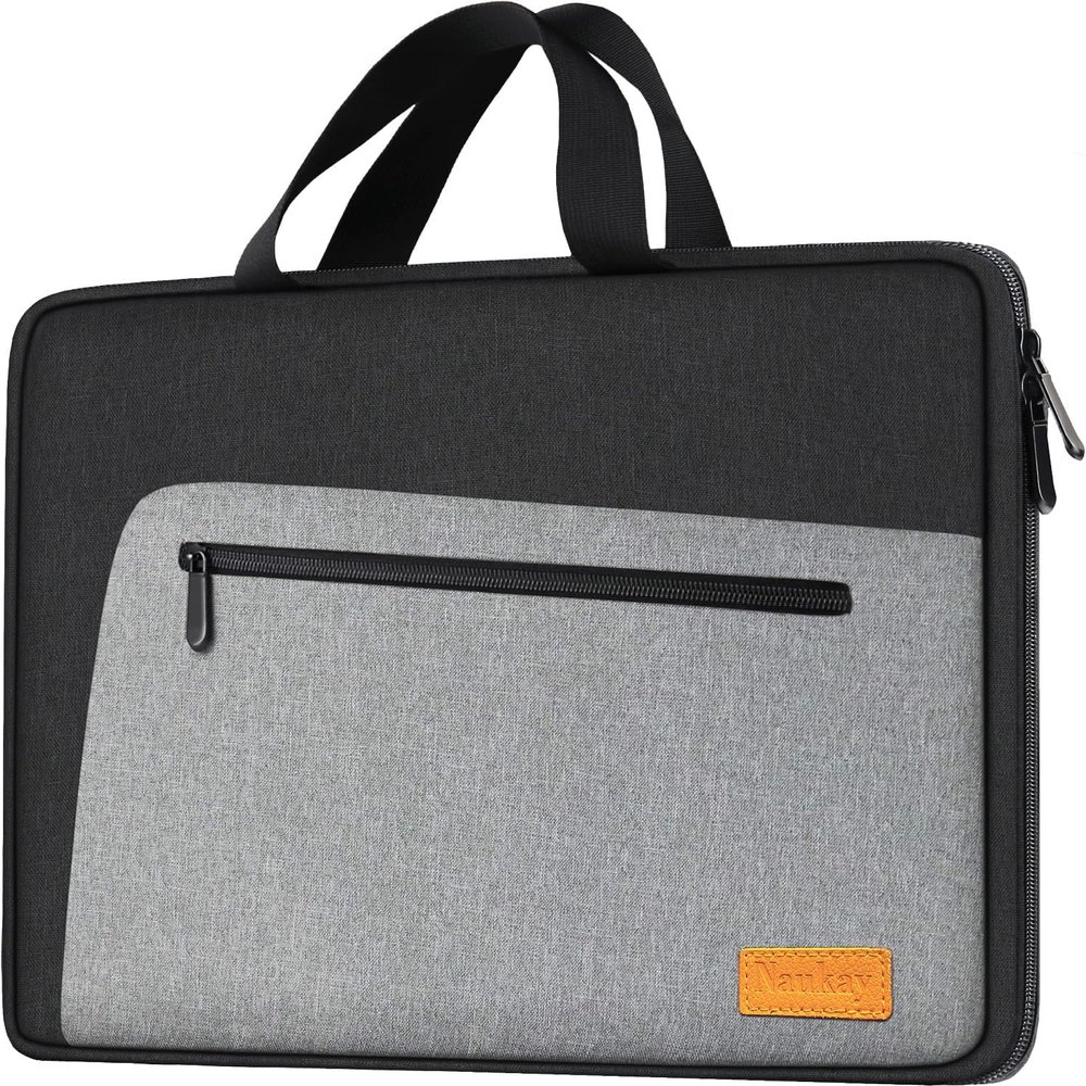 Laptop Sleeve, Slim Durable Notebook Computer Protection Case Business Briefcase Handle Bag Compatible with 14 15 15.4 inch MacBook Pro HP Dell Acer Asus Chromebook, Black/Grey