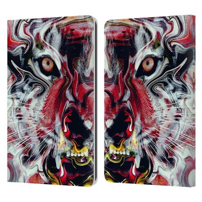 Head Case Designs Officially Licensed Riza Peker Warm Tiger Animal Abstract Leather Wallet Case Compatible with Kindle Paperwhite 1/2 / 3