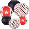Mudder 6 Pcs Casino Party Decoration Black Red Paper Lanterns 10 Inch Poker Night Party Decorations Casino Hanging Lanterns view 1