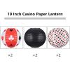 Mudder 6 Pcs Casino Party Decoration Black Red Paper Lanterns 10 Inch Poker Night Party Decorations Casino Hanging Lanterns view 2