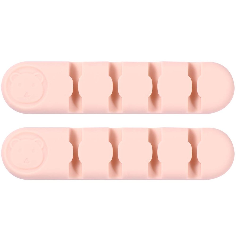Hemobllo 2pcs Self-Adhesive Silicone Cable Clips for Desk Organization Wire Management for Pink Cord Holder for Charging and Audio Cables