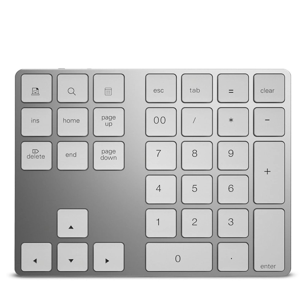 Number Keyboard 34-Keys Numeric Keypad + USB Type-C Hub Bluetooth Numeric Keypad,Rechargeable Number Pad Slim External Numpad Keyboard Data Entry, for OS, Android(Silver)