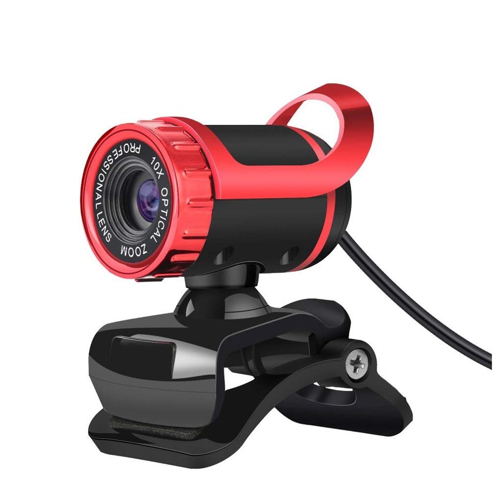 ARCH Computer HD Webcam Camera Video USB Camera Built-in Sound-Absorbing Microphone Video Teaching Live (Color : Red)