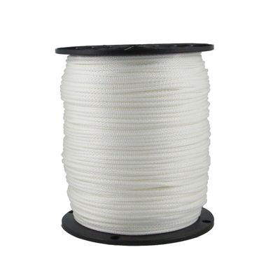 1/8" White Polyester Rope, Solid Braid Dacron Utility Rope, 1000 ft Spool, Low Stretch UV Resistant Industrial Cord