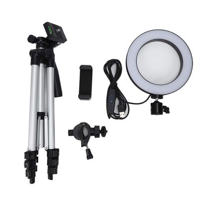 6 Inch Dimmable LED Video Light Camera Lamp Kit with Tripod Mobile Phone Holder USB Port