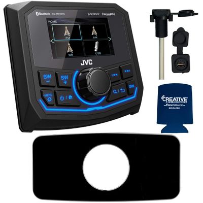 JVC KD-MR1BTS Waterproof Radio Compatible with Stinger SEADASH3B Universal Marine 3" Radio Dash Kit, SMRAUXUSB3 USB/AUX